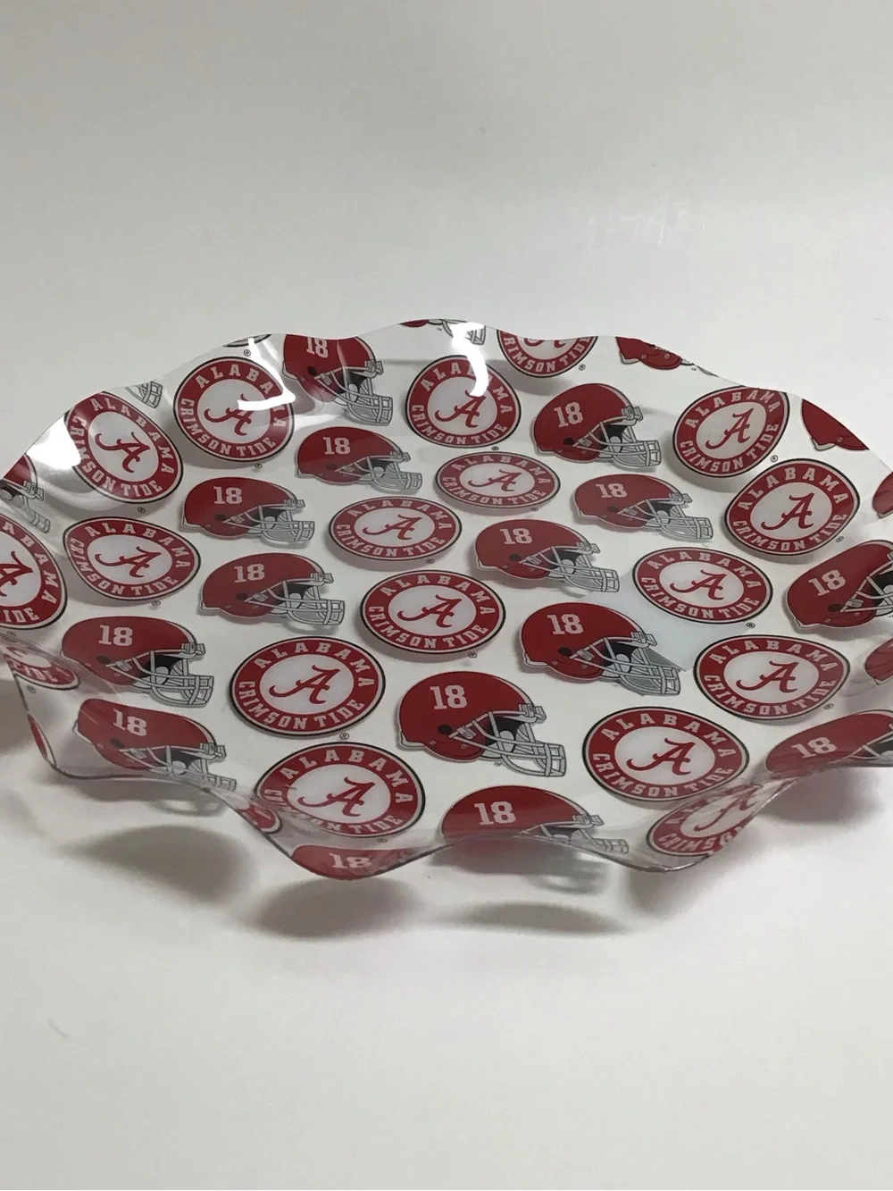 Alabama Crimson Tide SET OF 2 College Football Plastic Dish Plate Tray 11” NEW
